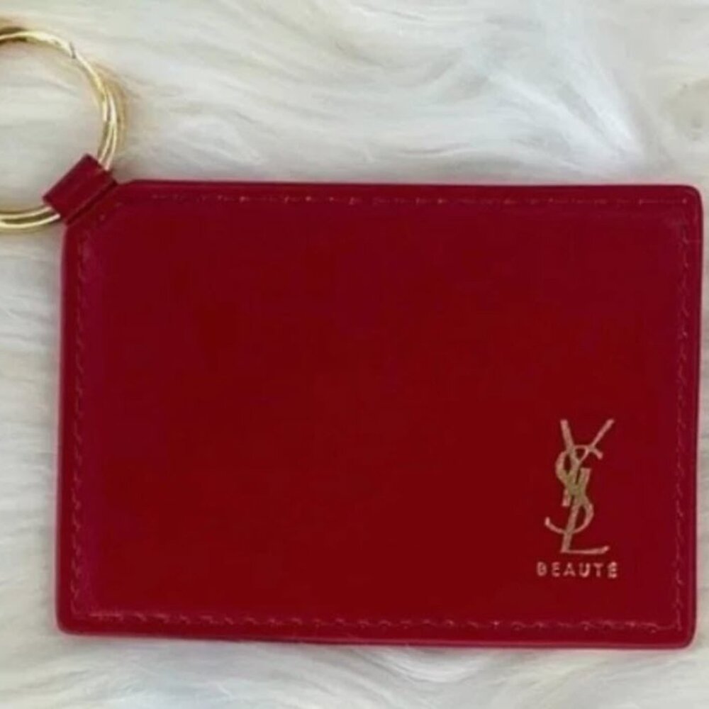 NEW YSL Yves Saint Laurent Red Beaute Mirror & Key Ring